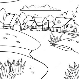 Dorf Landschaft Ausmalbild | Dorf Ausmalbild