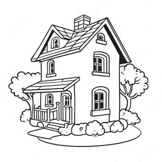 Charmantes Dorfhaus Ausmalbild | Dorf Ausmalbild