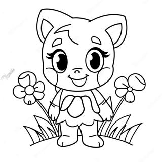 Niedliche Amy Rose mit Blumen Ausmalbild | Amy Rose Ausmalbild