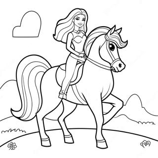 Barbie reitet ein majestätisches Pferd Ausmalbild | Barbie Pferd Ausmalbild
