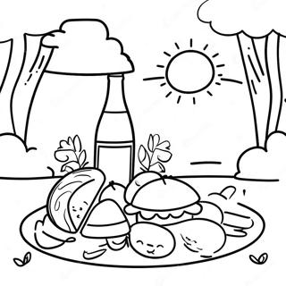Sonniger Tag Picknick Ausmalbild | Sommer Spaß Ausmalbild