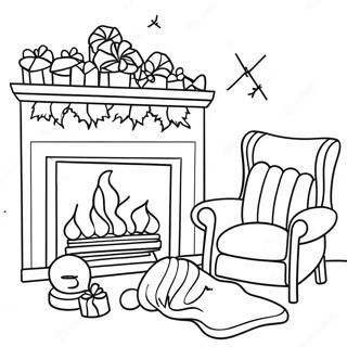 Gemütlicher Weihnachtskamin Ausmalbild | Weihnachtskamin Ausmalbild