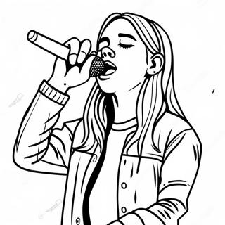 Billie Eilish singend auf der Bühne Ausmalbild | Billie Eilish Ausmalbild