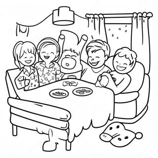 Pajama Party Spaß Ausmalbild | Schlafanzugparty Ausmalbild