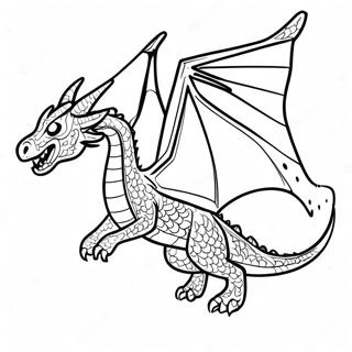 Majestätischer Ender Drache fliegend Ausmalbild | Ender Drache Ausmalbild