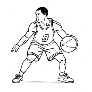Basketballspieler dribbelt den Ball Ausmalbild | Basketballspieler Ausmalbild