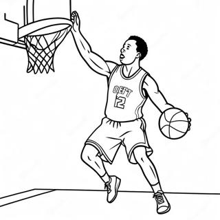 Basketballspieler wirft einen Dreipunktwurf Ausmalbild | Basketballspieler Ausmalbild