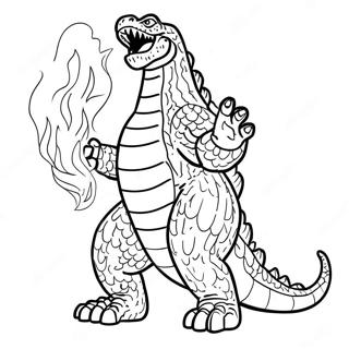 Fiercer Godzilla atmet Feuer Ausmalbild | Godzilla Atomare Atem Ausmalbild