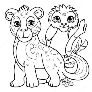 Bunte südamerikanische Tiere Ausmalbild | Südamerika Ausmalbild