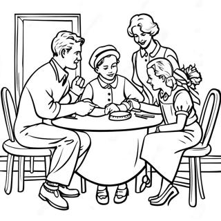 Charmante Norman Rockwell Familienszene Ausmalbild | Norman Rockwell Ausmalbild