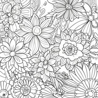 Vollseitiges Blumenmuster Ausmalbild | Vollseitiges Muster Ausmalbild