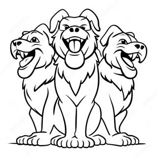 Dreiköpfiger Cerberus Ausmalbild | Kerberos Ausmalbild