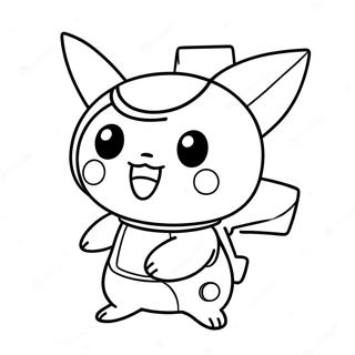 Süßer Pikachu im Among Us Raumanzug Ausmalbild | Among Us Pikachu Ausmalbild