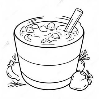 Cremige Chowder mit Gemüse Ausmalbild | Suppe Ausmalbild