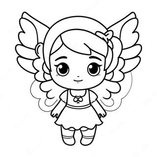 Chibi-Mädchen mit magischen Flügeln Ausmalbild | Chibi Mädchen Ausmalbild