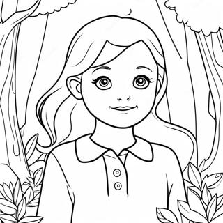 Emma in einem magischen Wald Ausmalbild | Emma Ausmalbild