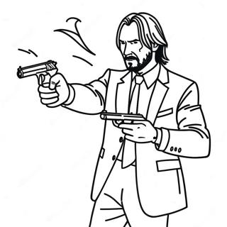 John Wick in Aktion Ausmalbild | John Wick Ausmalbild