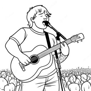 Ed Sheeran singt auf der Bühne Ausmalbild | Ed Sheeran Ausmalbild