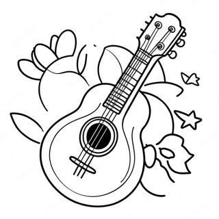 Niedliche Cartoon-Mandoline Ausmalbild | Mandoline Ausmalbild