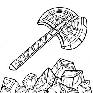 Diamant Minecraft Axt Ausmalbild | Minecraft Axt Ausmalbild