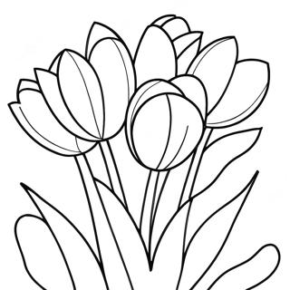 Bunte Tulpen im Blüten Coloring Page | Frühling Blumen Ausmalbild