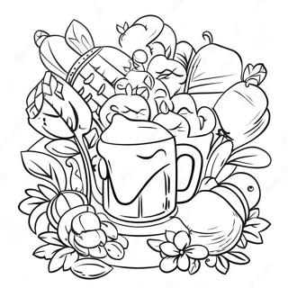 Festliches Oktoberfest Feier Ausmalbild | Oktoberfest Ausmalbild