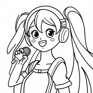 Hatsune Miku singend Ausmalbild | Vocaloid Ausmalbild