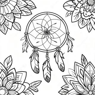 Bohemian Traumfänger Ausmalbild | Zigeuner Boho Ausmalbild