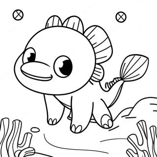 Minecraft Axolotl schwimmt im Wasser Ausmalbild | Minecraft Axolotl Ausmalbild