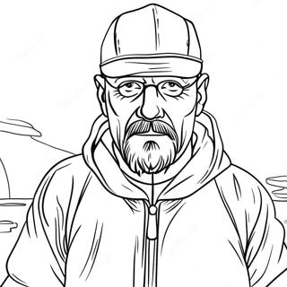 Walter White im Gefahrgutanzug Ausmalbild | Breaking Bad Ausmalbild