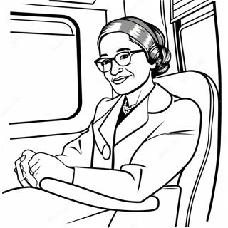 Rosa Parks sitzt im Bus Ausmalbild | Rosa Parks Ausmalbild