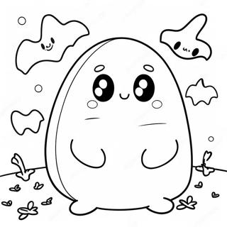 Niedlicher Halloween Squishmallow Geist Ausmalbild | Halloween Squishmallow Ausmalbild
