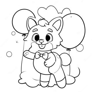 Niedliche Mangle mit Ballons Ausmalbild | Mangle Ausmalbild