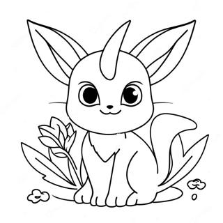 Niedliches Espeon mit Blumen Ausmalbild | Espeon Ausmalbild