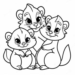 Niedliche Stinktierfamilie Ausmalbild | Stinktier Ausmalbild