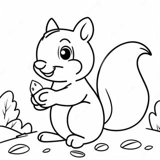 Niedliches Eichhörnchen mit einer Eichel Coloring Page | Eichhörnchen Ausmalbild