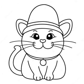 Alberne Katze mit Hut Ausmalbild | Lustiges Tier Ausmalbild