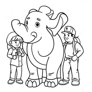 Jumbo Josh mit Freunden Ausmalbild | Jumbo Josh Ausmalbild