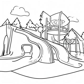 Great Wolf Lodge Wasserpark Ausmalbild | Großer Wolf Lodge Ausmalbild