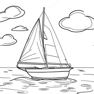 Segelboot auf ruhigem Wasser Ausmalbild | Boot Ausmalbild
