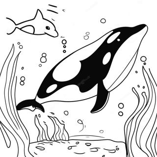 Verspielte Orca beim Schwimmen Malvorlage | Orca Ausmalbild