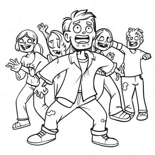 Addison Zombie Tanzparty Ausmalbild | Addison Disney Zombies Ausmalbild