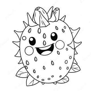 Niedliche Drachenfrucht mit lächelndem Gesicht Ausmalbild | Drachenfrucht Ausmalbild