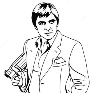 Scarface mit Waffe Ausmalbild | Scarface Ausmalbild