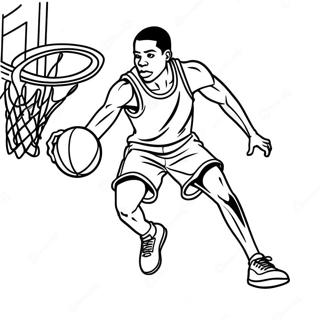 Schwarzer Mann beim Basketballspielen Ausmalbild | Schwarzer Mann Ausmalbild