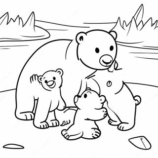 Niedliche Eisbärenfamilie Ausmalbild | Süßer Eisbär Ausmalbild