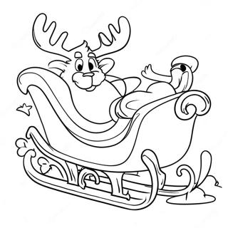 Magischer Santas Schlitten mit Rentieren Ausmalbild | Santas Schlitten Ausmalbild
