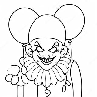 Erschreckender Clown mit Ballons Ausmalbild | Gruseliger Clown Ausmalbild