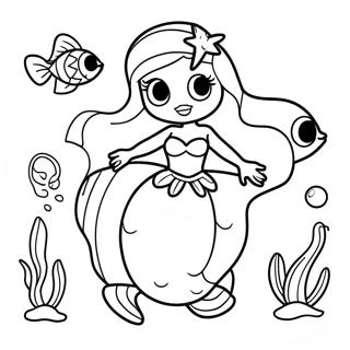 Ariel mit bunten Fischen Ausmalbild | Ariel und Melody Ausmalbild