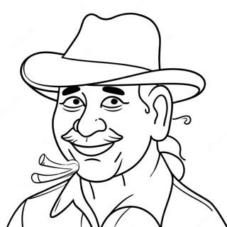 Lustiger Onkel mit Hut Ausmalbild | Bester Onkel Ausmalbild